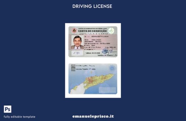 verified style modello di patente di guida Timor Est stile verificato template